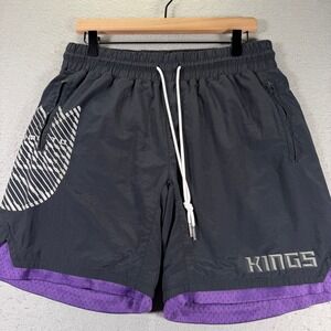 Sacramento‎ Kings Basketball Athletic Shorts Purple Trim Pockets Large Authmade